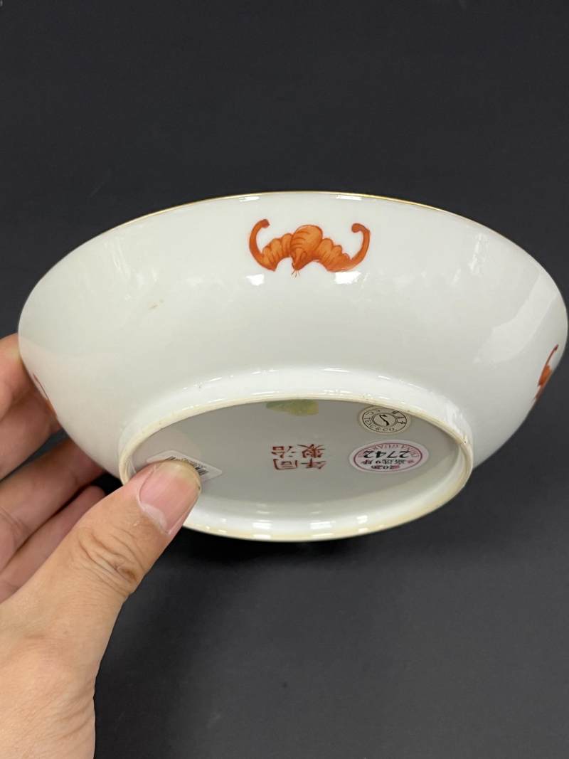 清同治 矾红洪福齐天图盘 - 图5