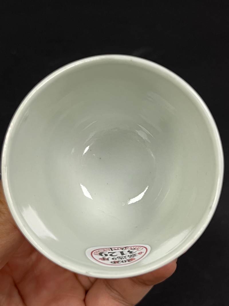清晚期-民国 青花墨彩石榴纹卧足杯一对 - 图5