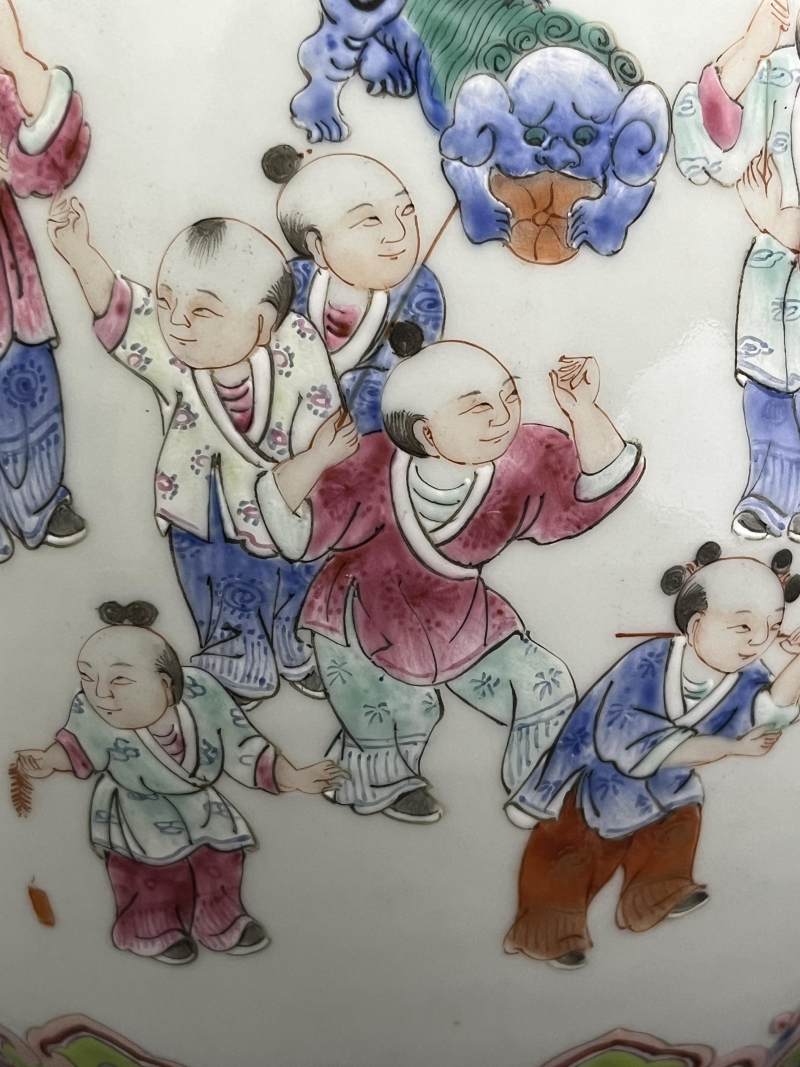 清道光 粉彩百子婴戏图瓶 - 图19