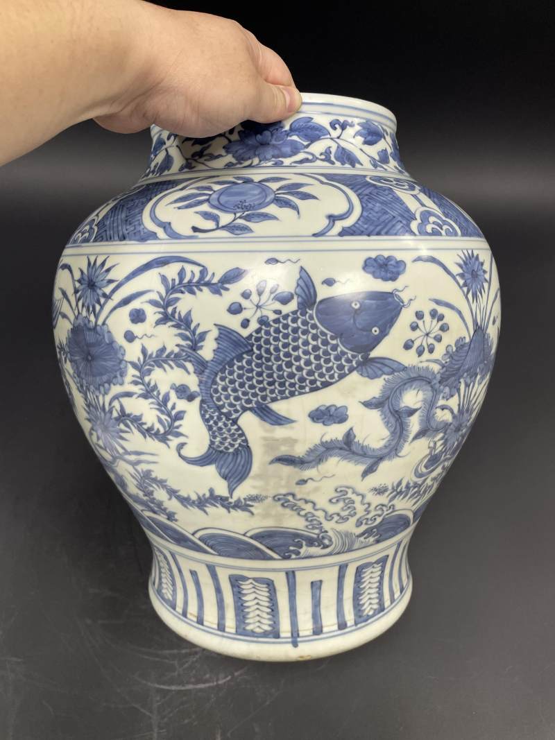 明晚期 青花“清白礼贵”鱼藻纹大罐 - 图4