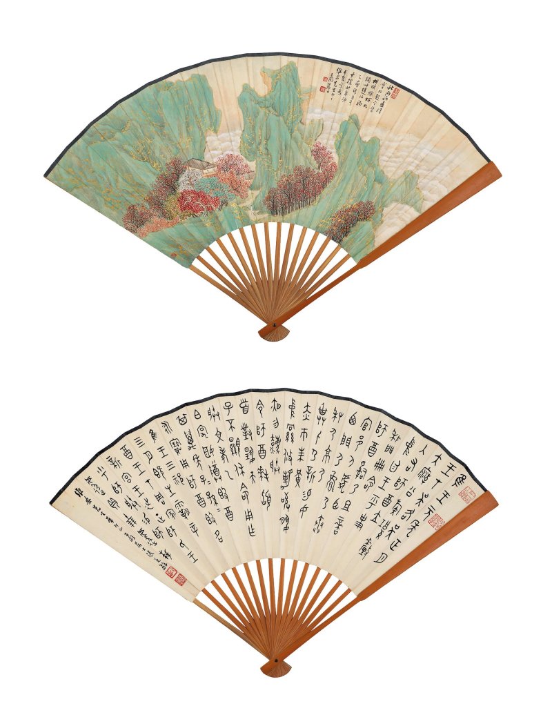張石園　書畫合璧扇　設色、水墨紙本　成扇　一九五一年作 | ZHANG SHIYUAN (1898-1959) - 图4