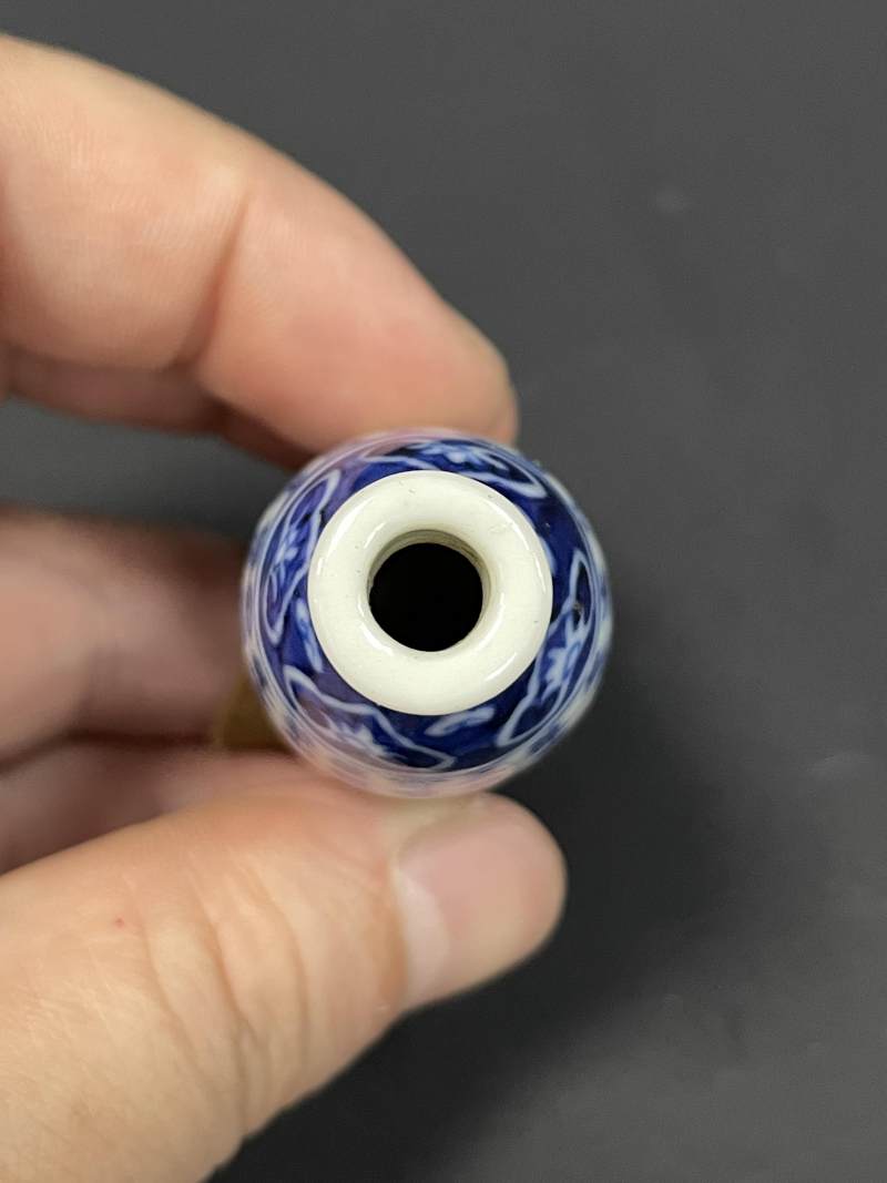 清晚期 青花三清诗文烟壶 - 图10
