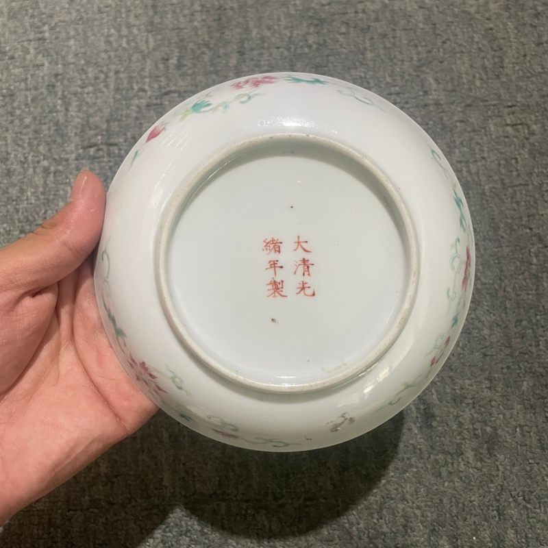 清光绪 松石绿地花鸟盘 - 图17