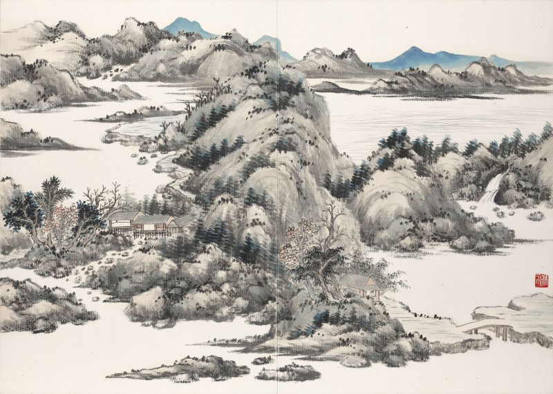 唐肯、馮飛 倣古山水　設色紙本　冊頁十八開　一九二八年、一九三一年作 | TANG KEN (1876-1950); FENG FEI (?-1968) - 图33