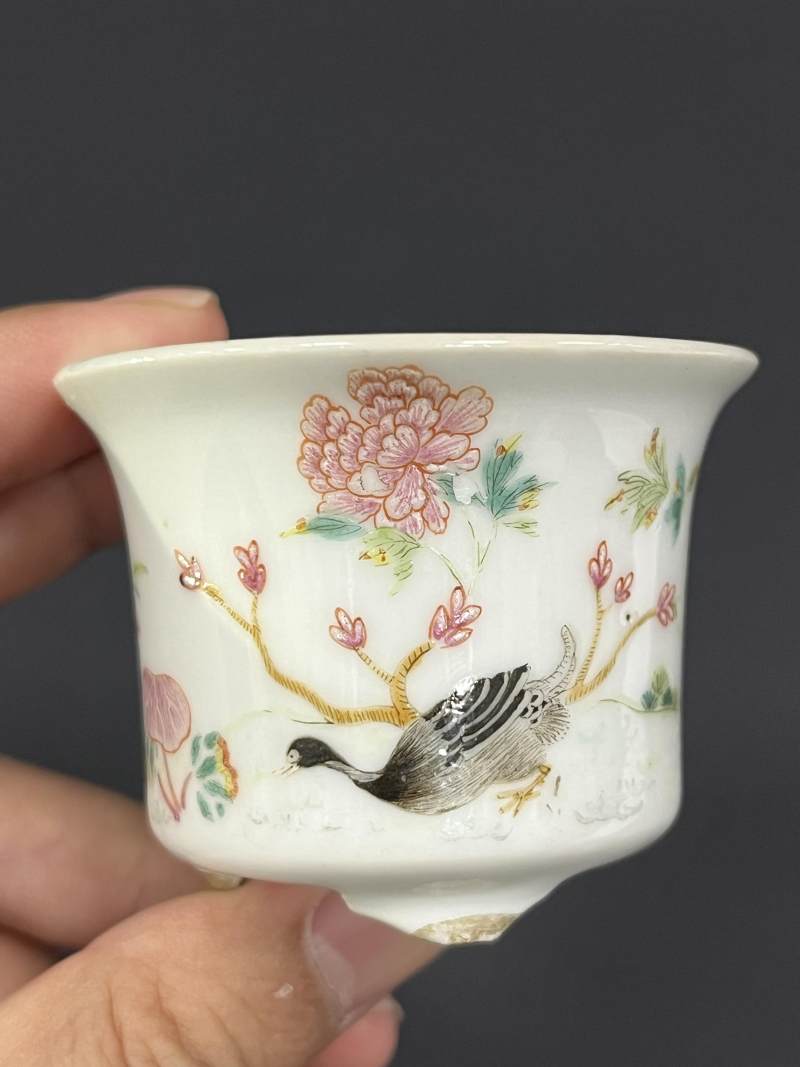 清中期 粉彩芦雁图小菖蒲盆一对 - 图13