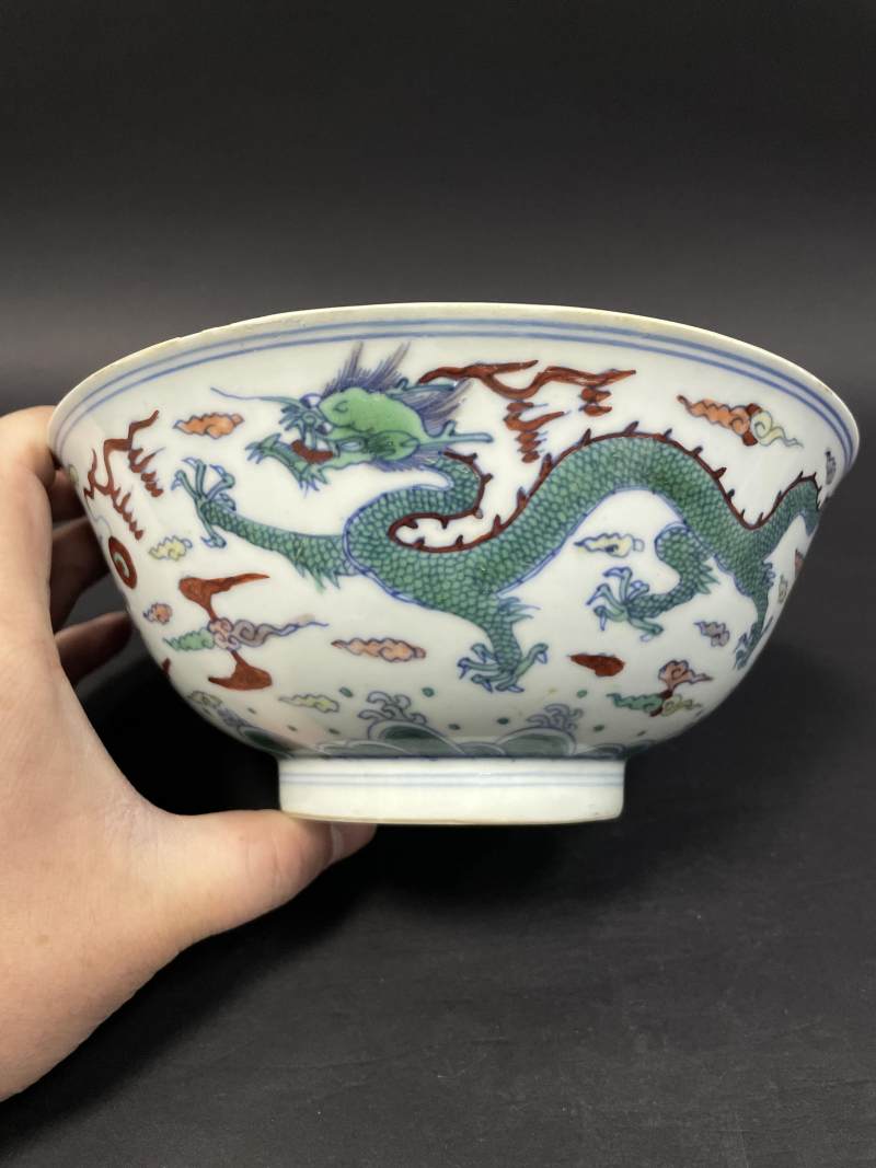 清康熙 斗彩云龙纹大碗 - 图6