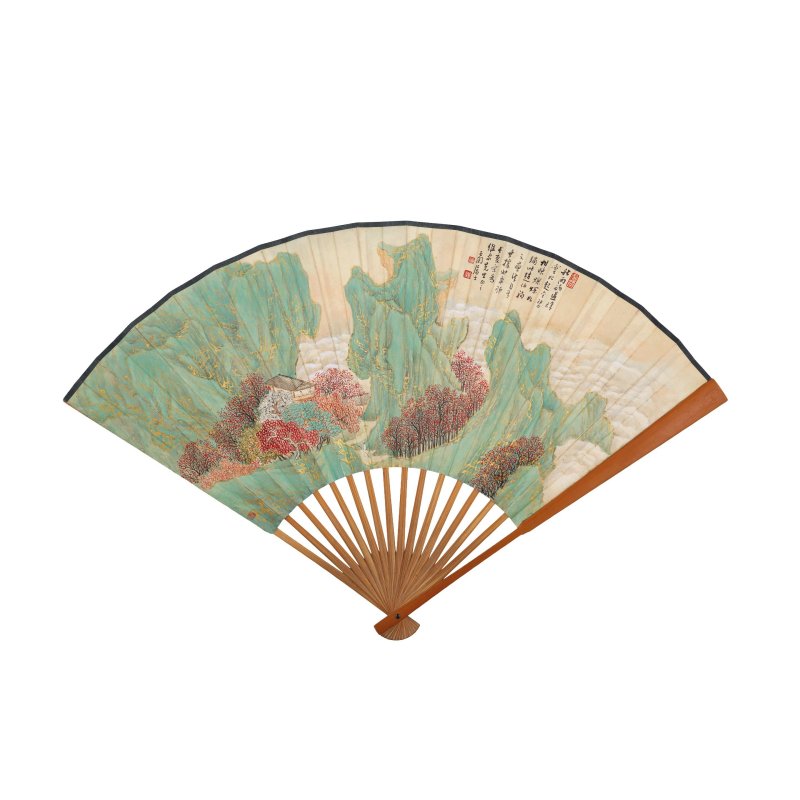 張石園　書畫合璧扇　設色、水墨紙本　成扇　一九五一年作 | ZHANG SHIYUAN (1898-1959) - 图5