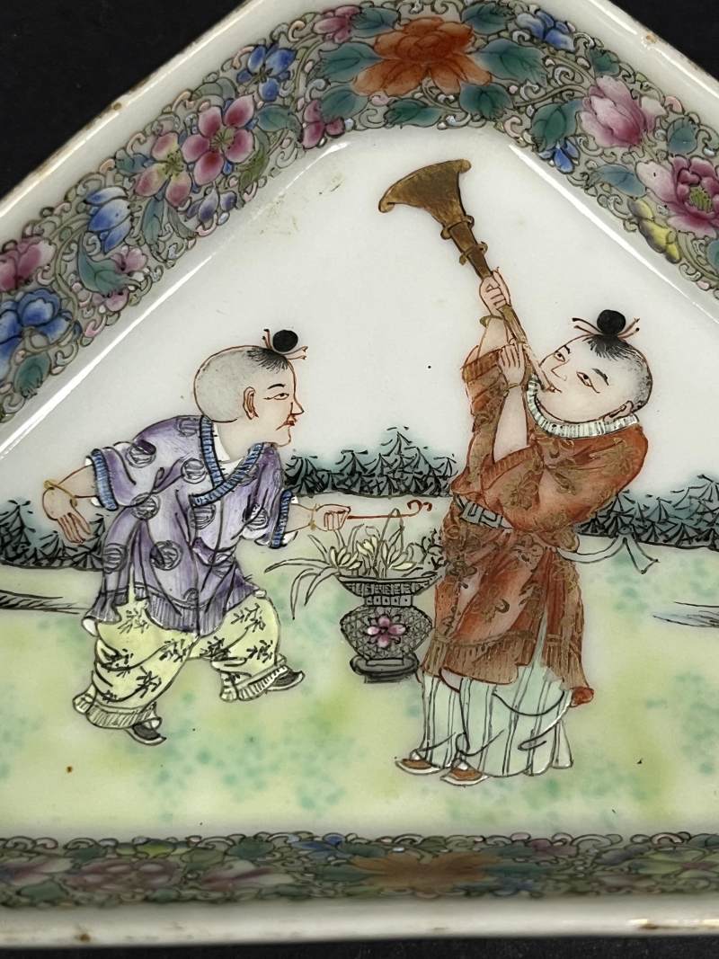 民国 粉彩婴戏图九子攒盘 - 图26