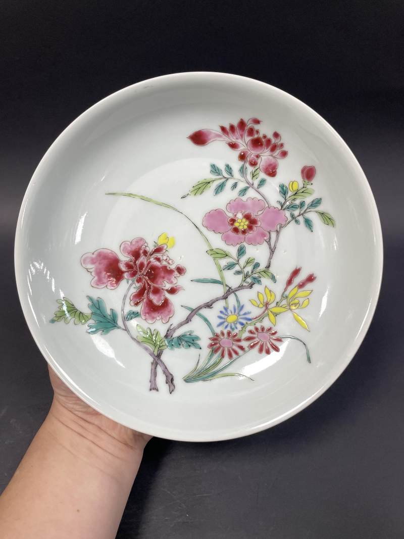 清雍正 粉彩花卉纹盘 - 图2