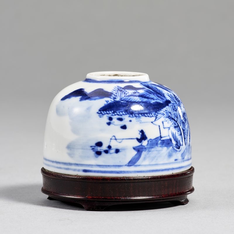 清光绪 青花山水水盂 - 图4