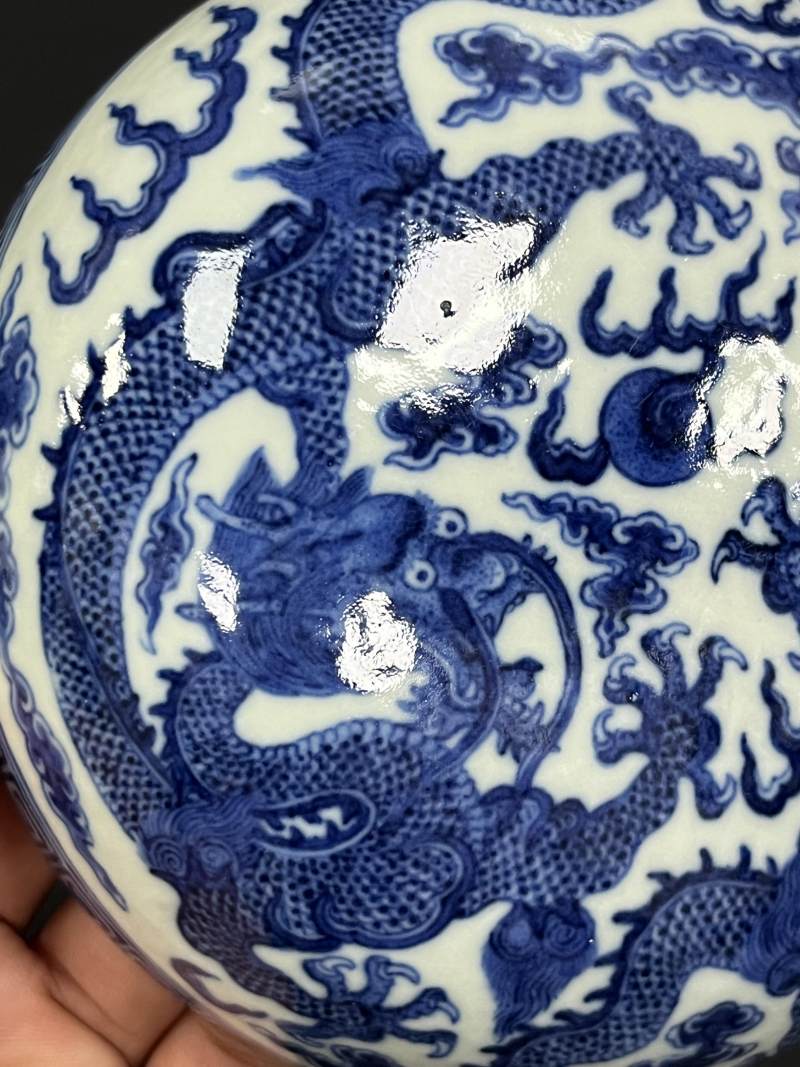 清中期 青花云龙纹印盒 - 图10