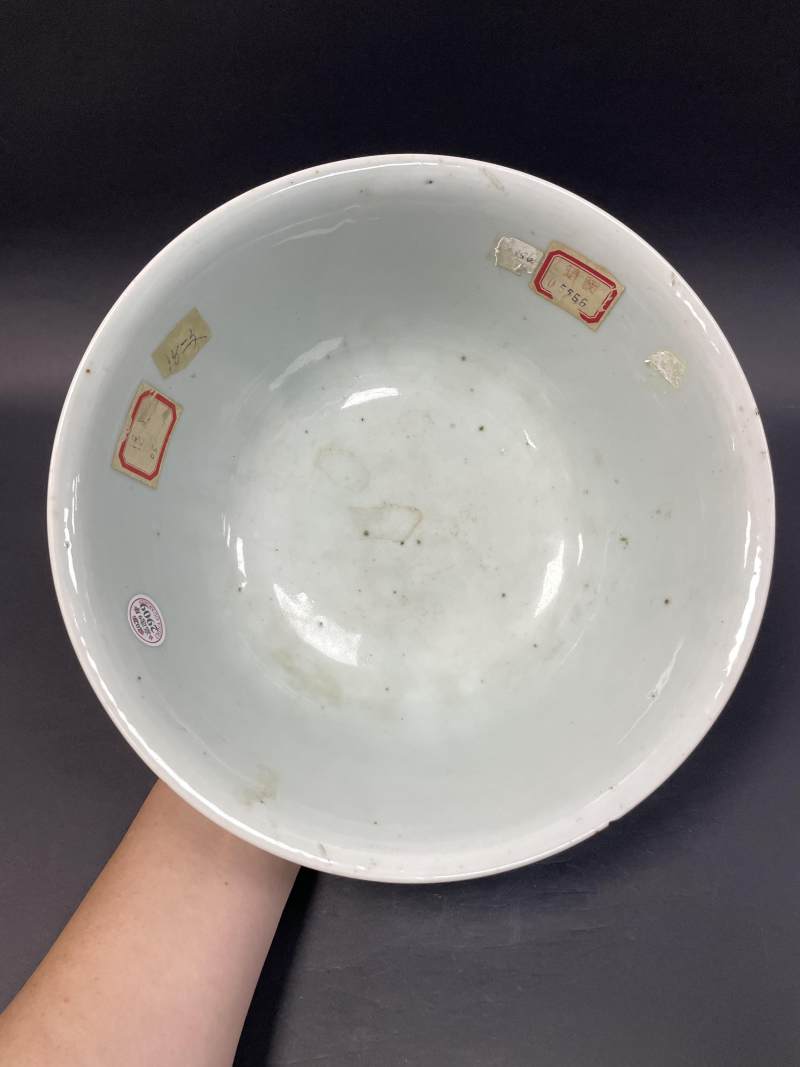 清雍正 青花山水人物纹大碗 - 图7