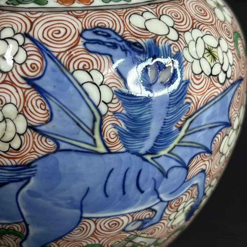 清康熙 青花五彩天马纹罐一对 - 图31