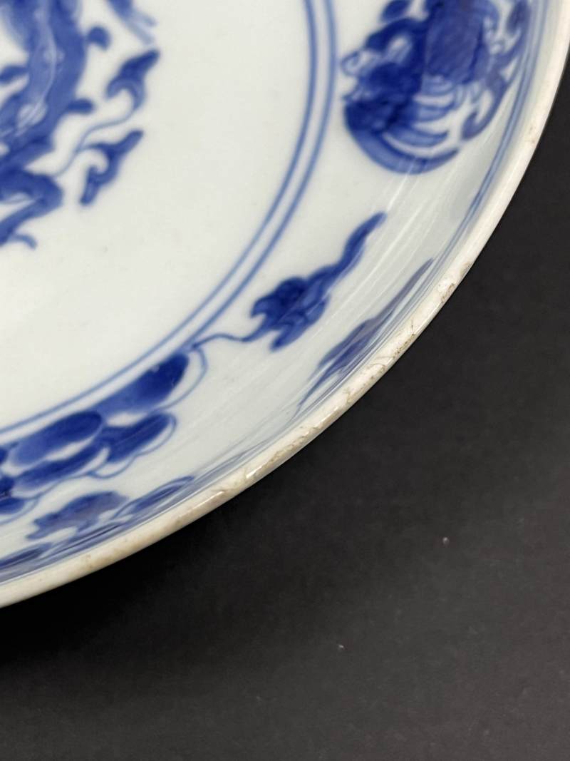 清雍正 青花团龙团凤纹盘一对 - 图13