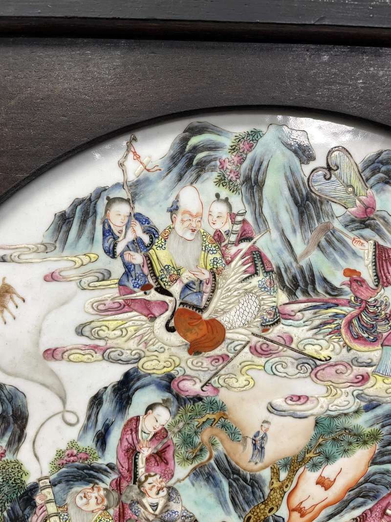 清中期 粉彩八仙庆寿图瓷板挂屏 - 图4