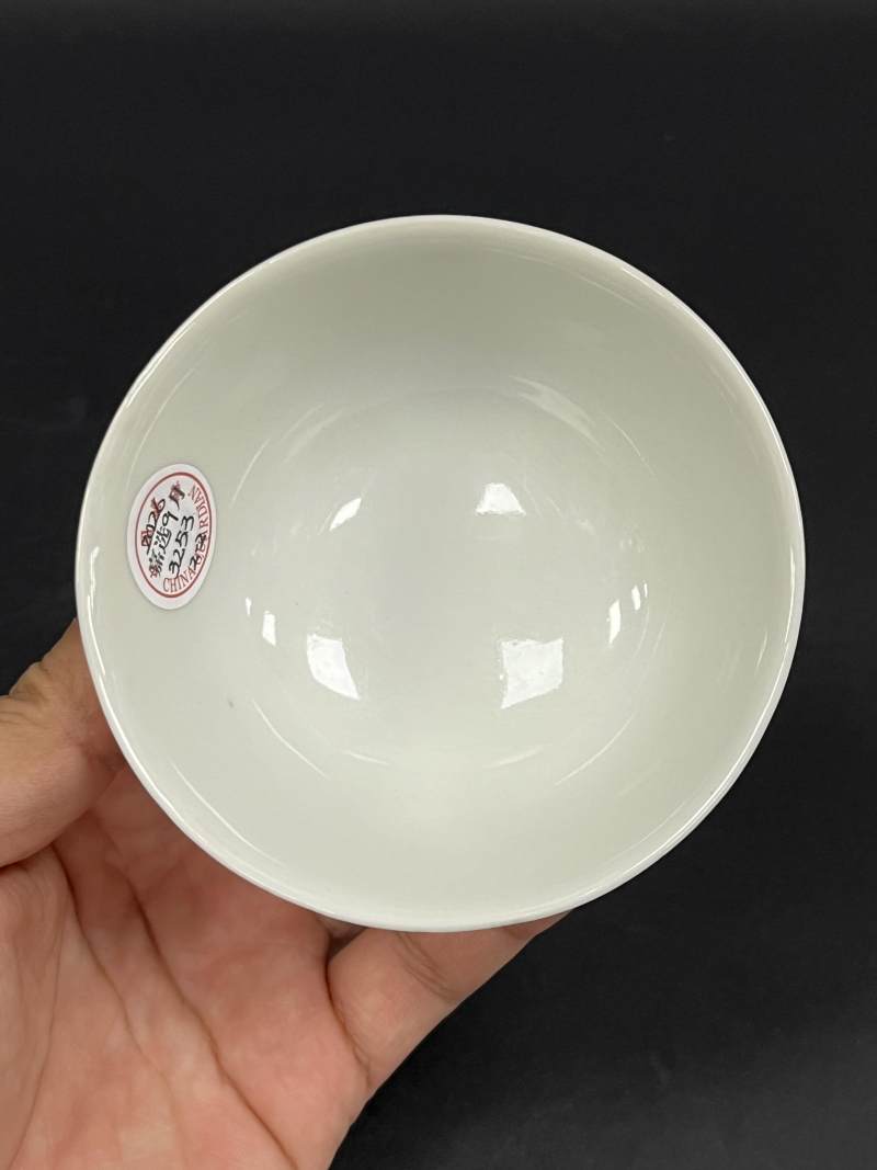 民国 粉彩杏林春燕诗文茶圆一对 - 图13