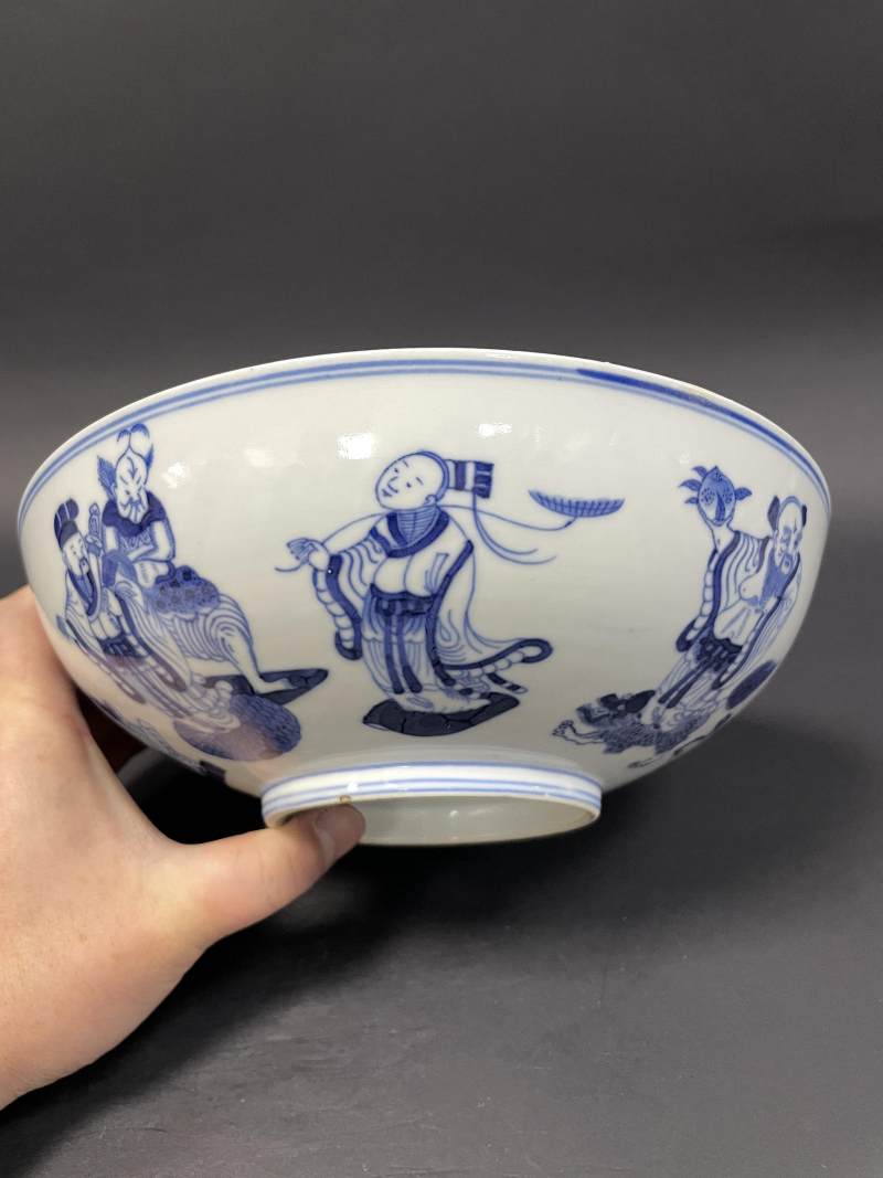 清光绪 青花八仙庆寿图大碗 - 图7