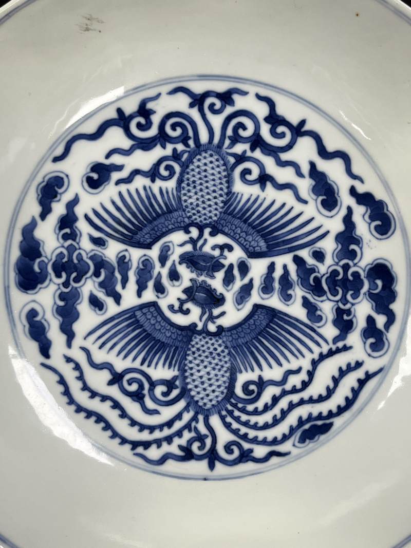 清光绪 青花双凤纹大盘 - 图3