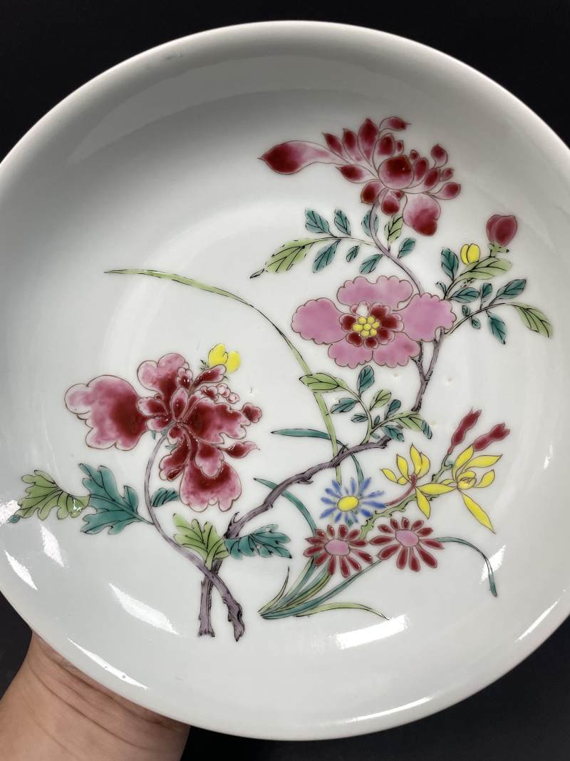 清雍正 粉彩花卉纹盘 - 图3