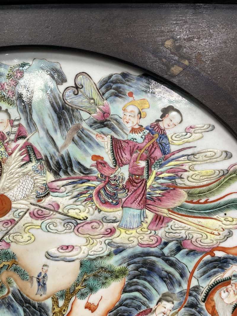 清中期 粉彩八仙庆寿图瓷板挂屏 - 图5
