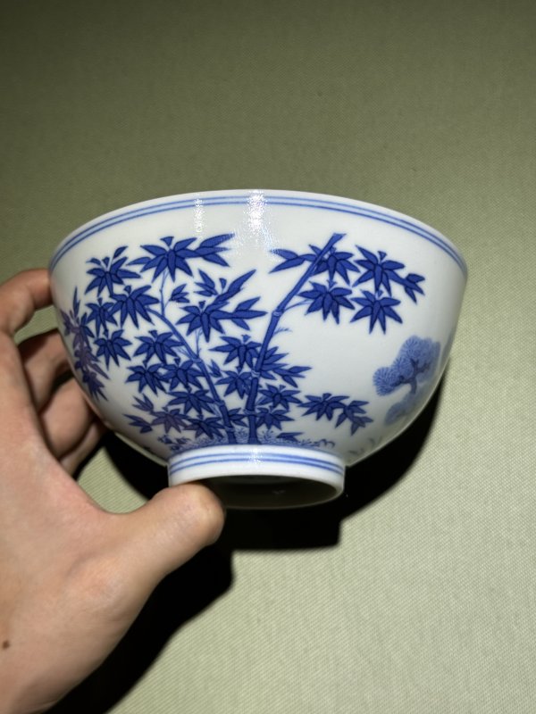 清道光 青花松竹梅岁寒三友纹碗 - 图14