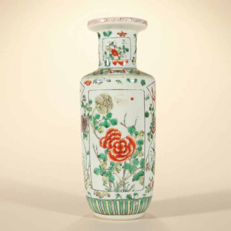 清光绪五彩四季花卉纹棒槌瓶-多宝古瓷宝典