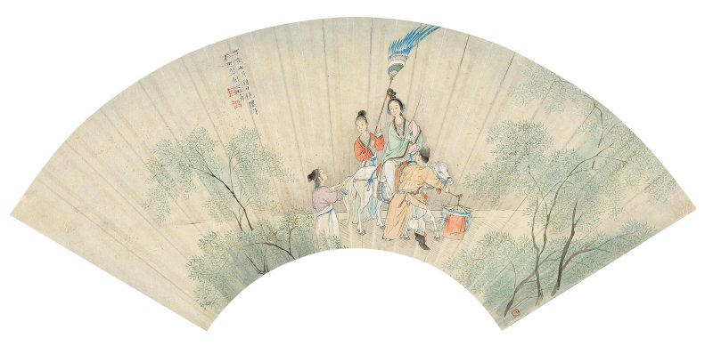 費丹旭　貴妃上馬　設色紙本　扇面鏡心　一八二七年作 | FEI DANXU (1802-1850) - 图3