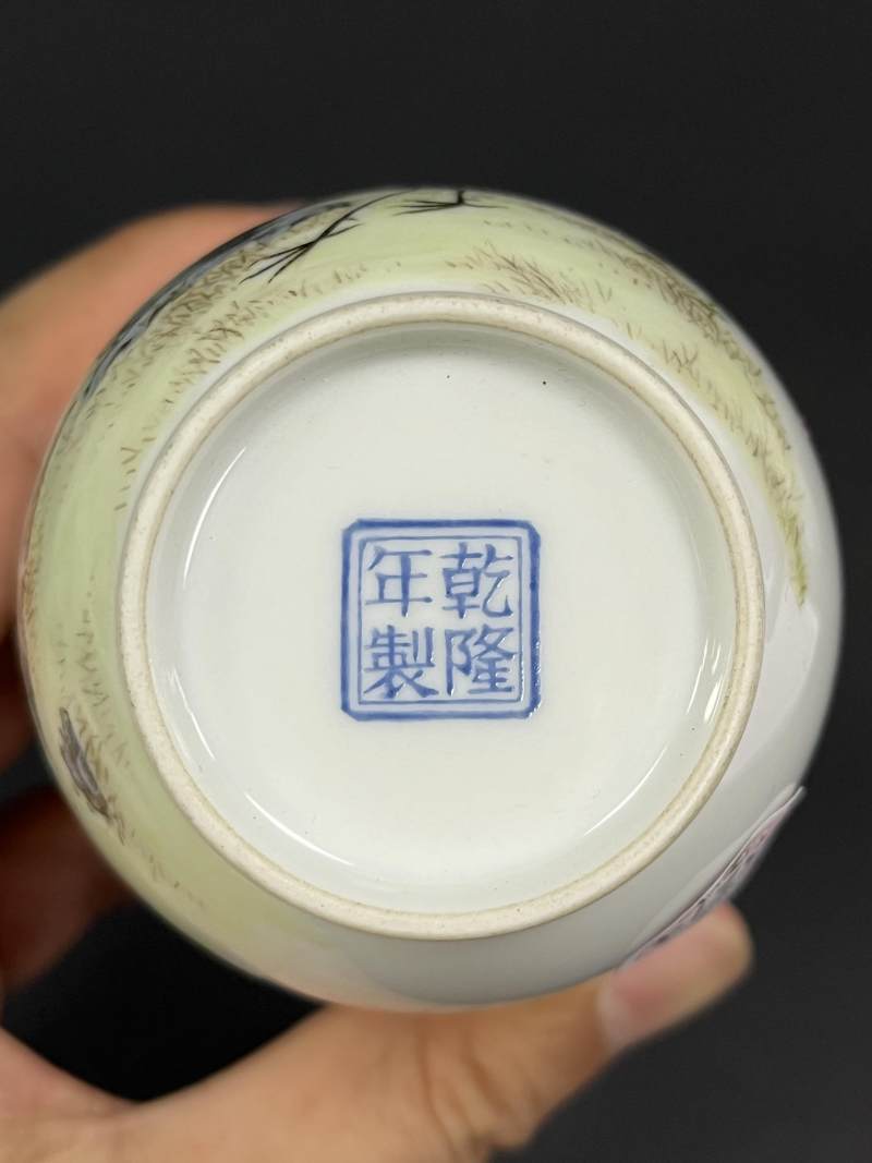 民国 粉彩仙鹤纹小灯笼瓶一对 - 图8