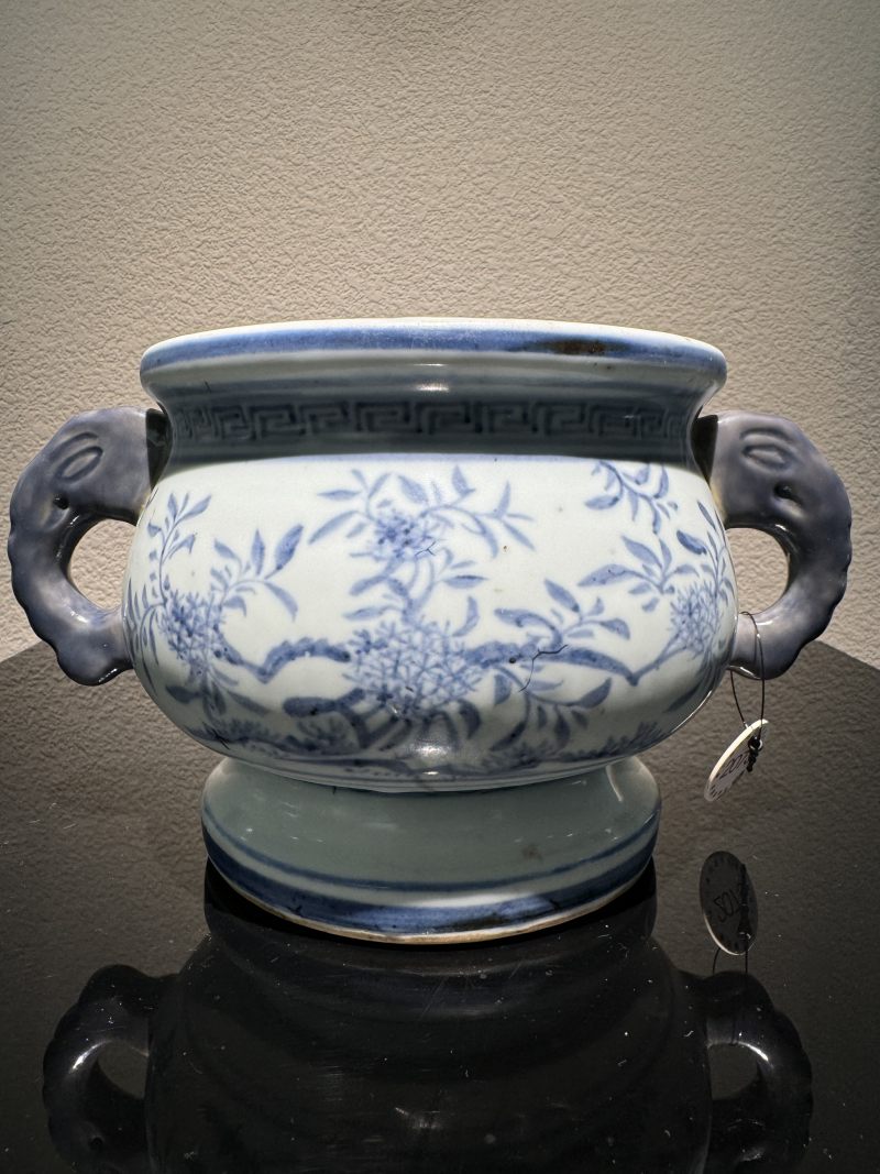 明空白期 青花花卉纹簋式炉 - 图1