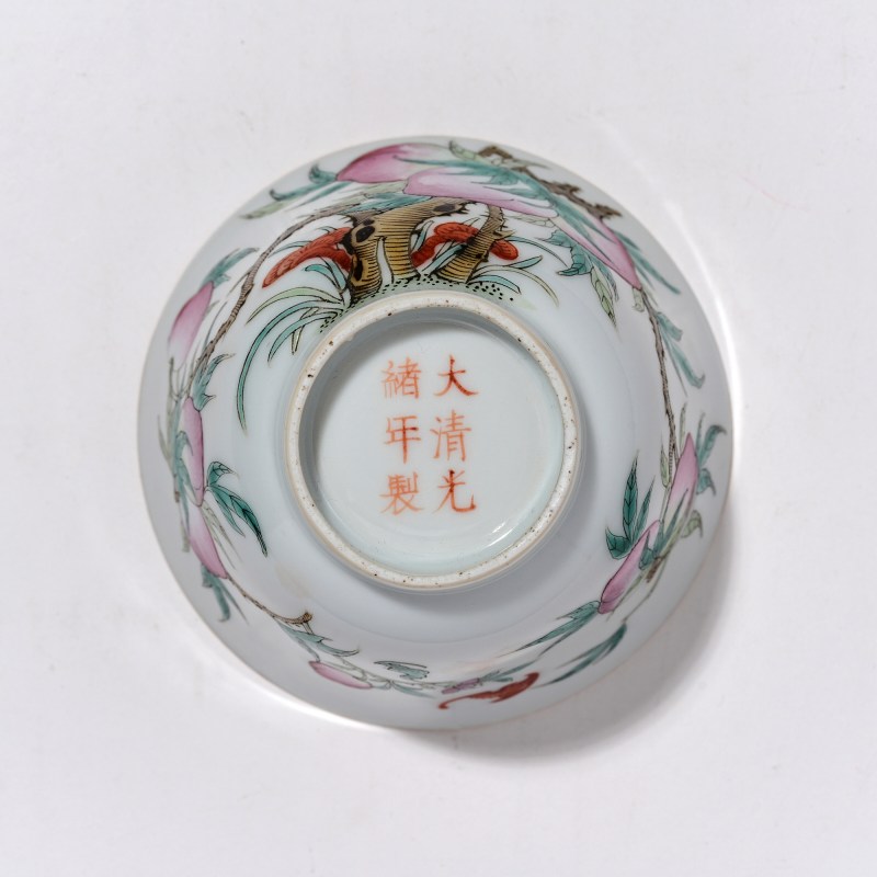 清光绪 粉彩桃纹茶园 - 图6