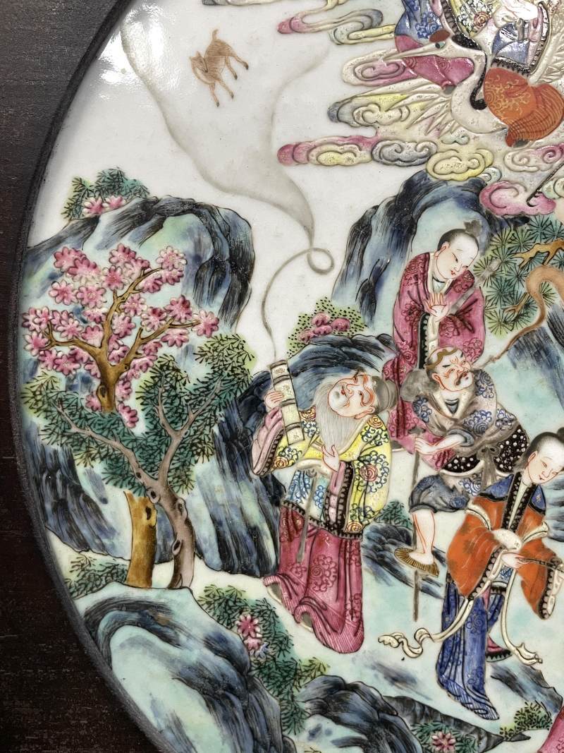 清中期 粉彩八仙庆寿图瓷板挂屏 - 图6