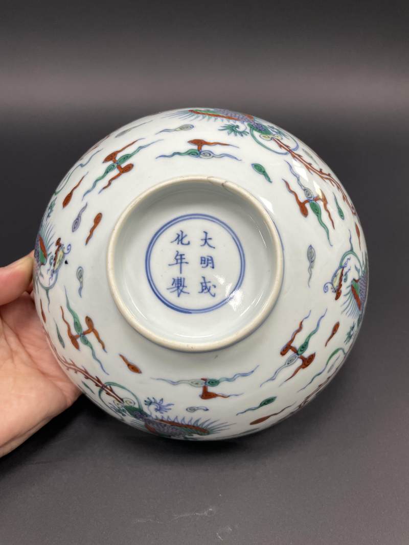 清康熙 斗彩云凤纹大碗 - 图11