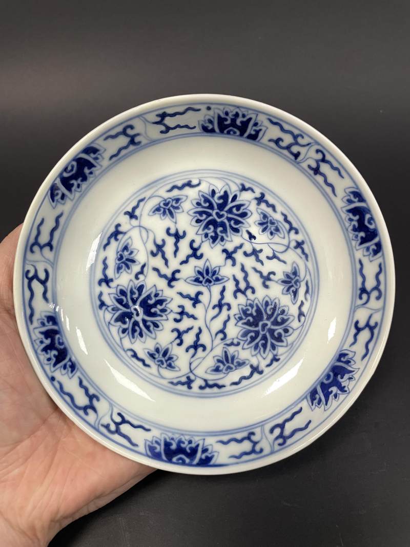 清光绪 青花缠枝莲纹盘 - 图2