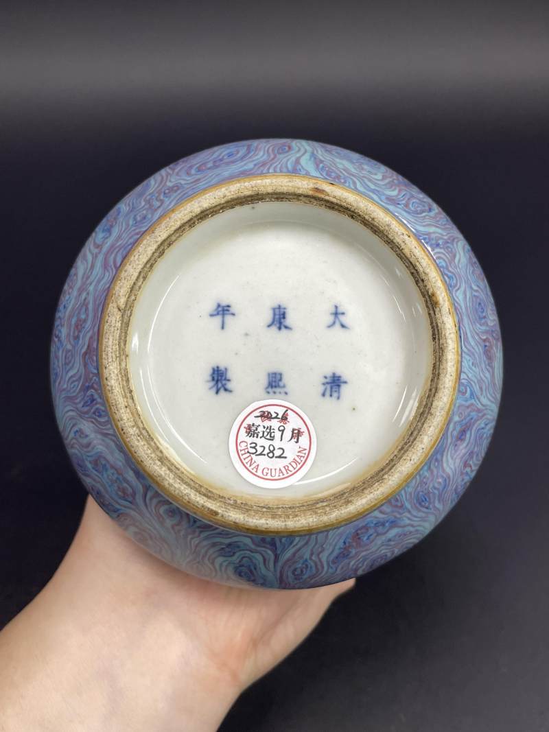 清晚期 仿绞胎蒜头瓶 - 图7