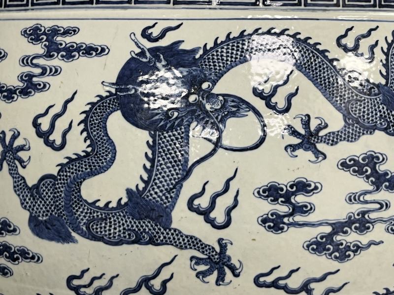 清道光 青花九龙闹海图大缸 - 图10