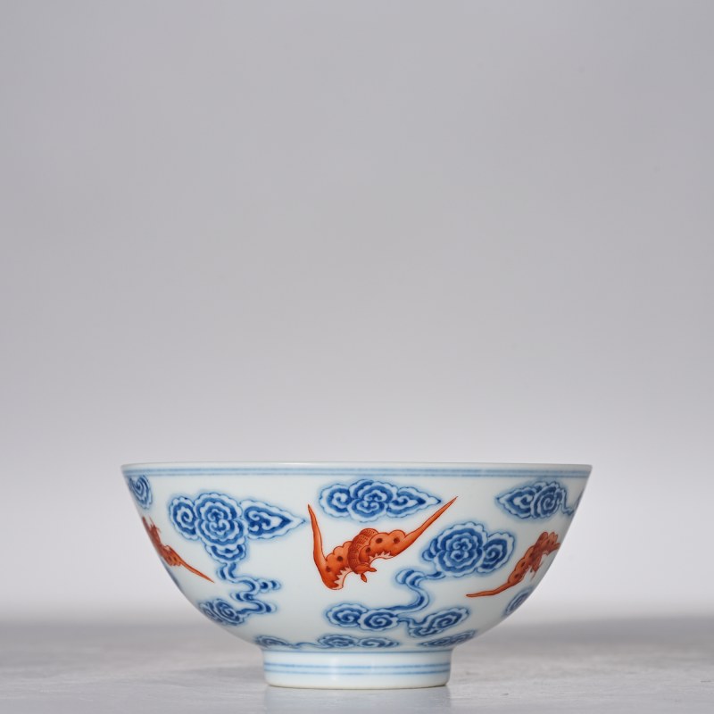 清宣统 青花云蝠纹碗 - 图4
