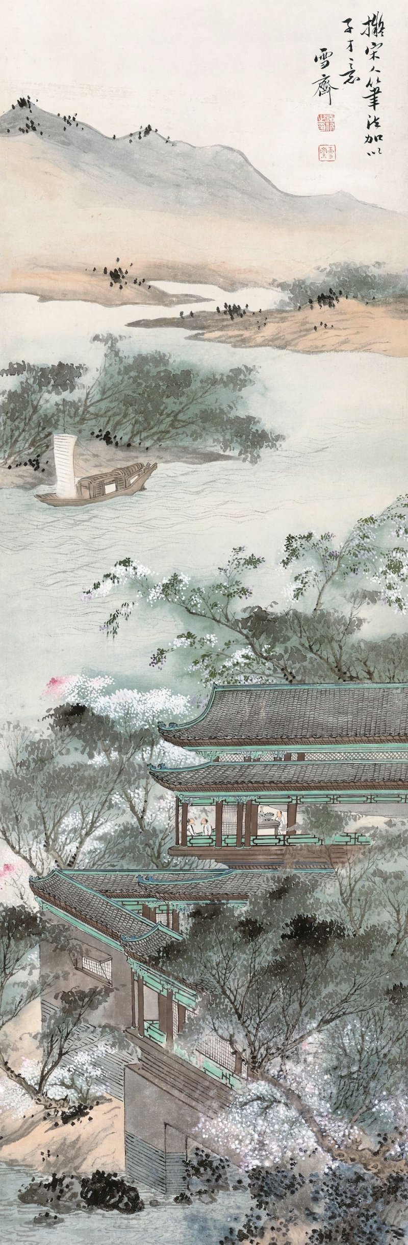 溥伒　春江攬勝　設色紙本　鏡心 | PU JIN (1893-1966)