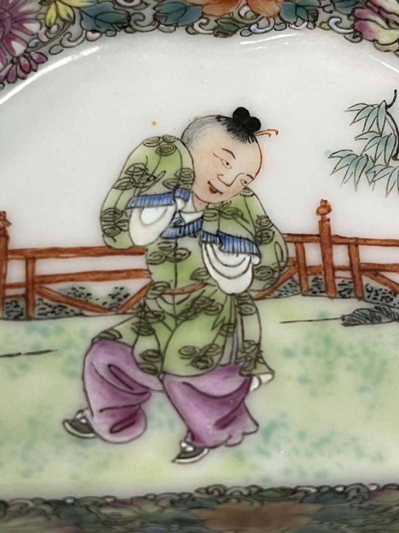 民国 粉彩婴戏图九子攒盘 - 图12