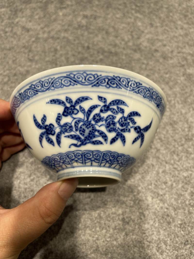 清光绪 青花三多纹碗 - 图2