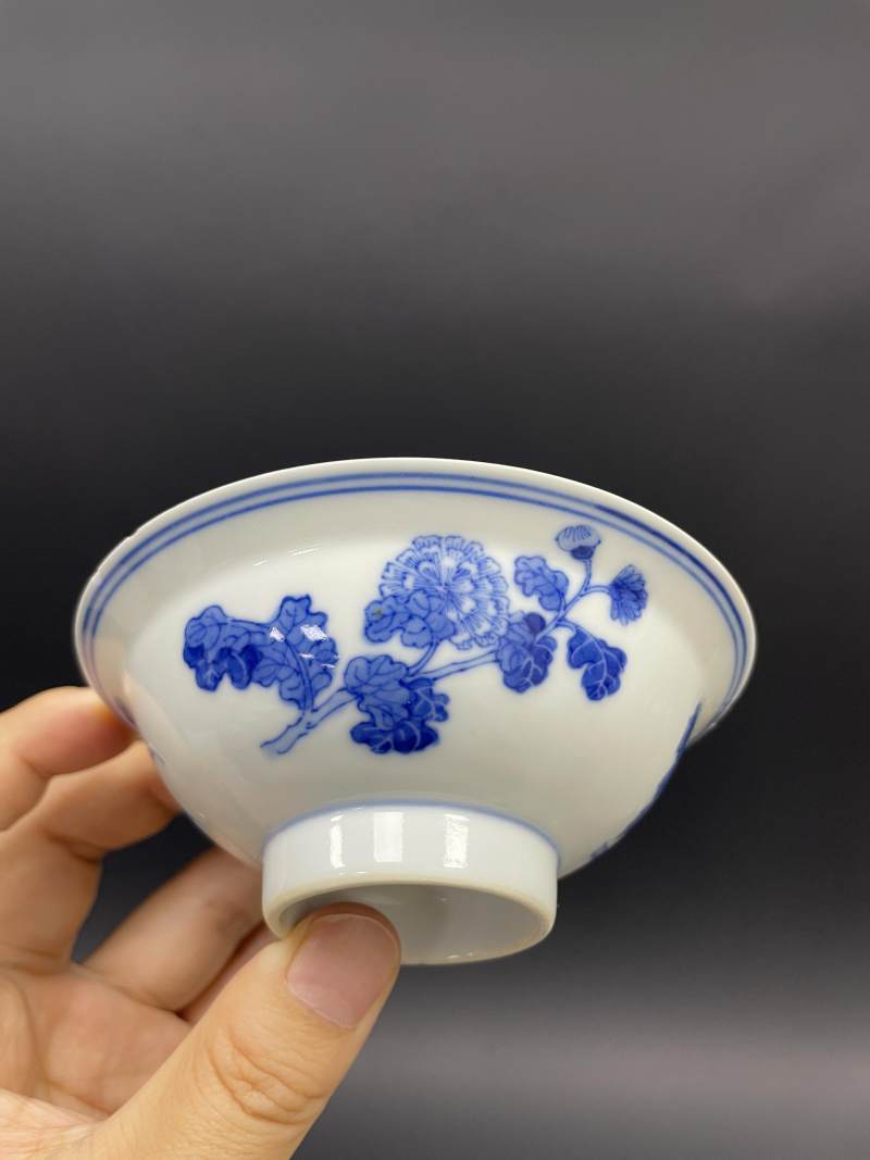 清晚期 青花折枝花卉纹碗盘八只 - 图41
