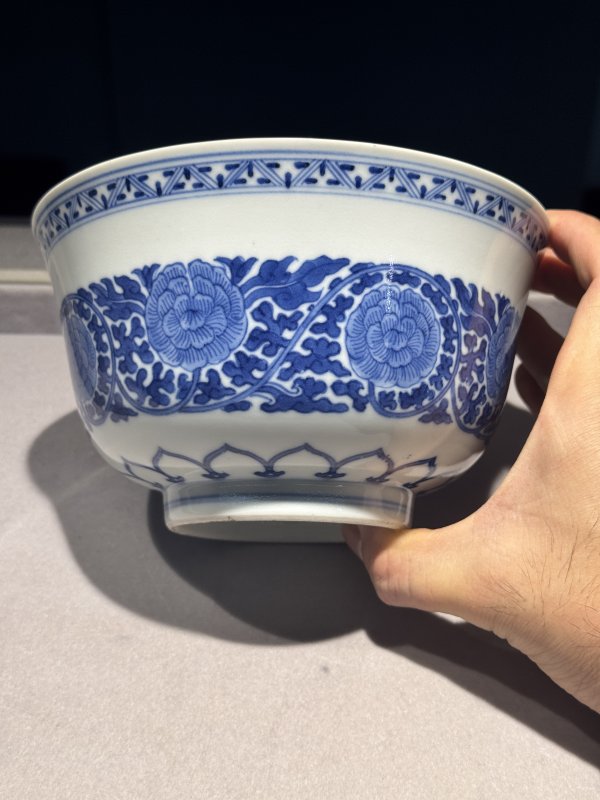 清道光 青花缠枝牡丹纹宫碗一对 - 图66