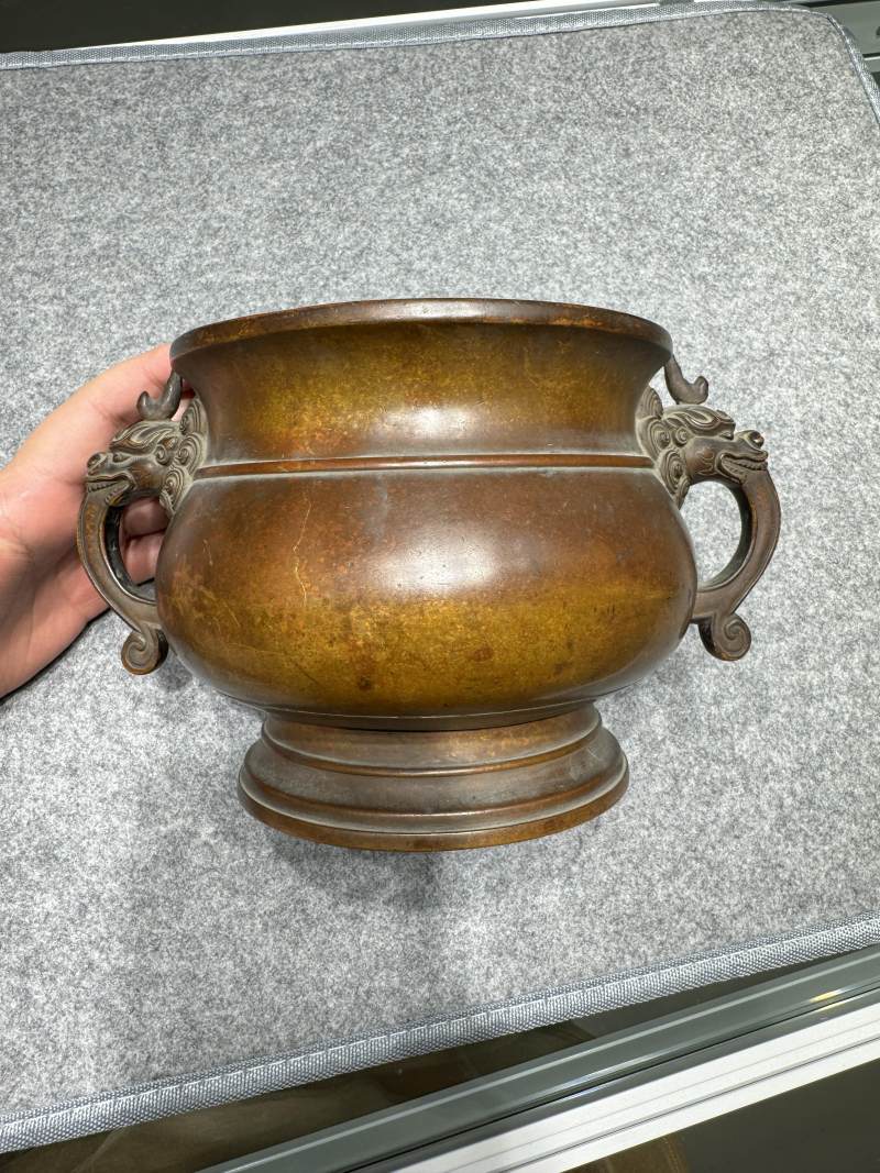 清康熙 铜甪端耳簋式炉 - 图6