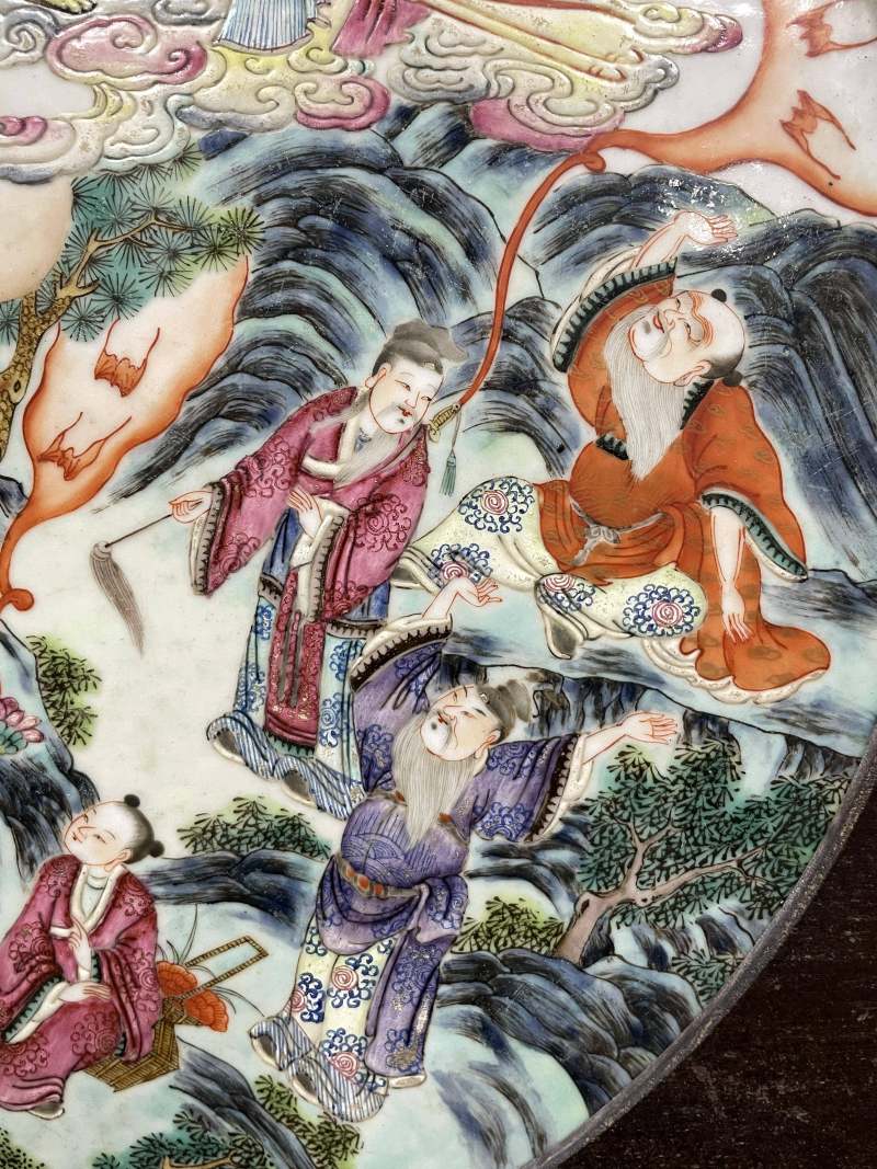 清中期 粉彩八仙庆寿图瓷板挂屏 - 图8