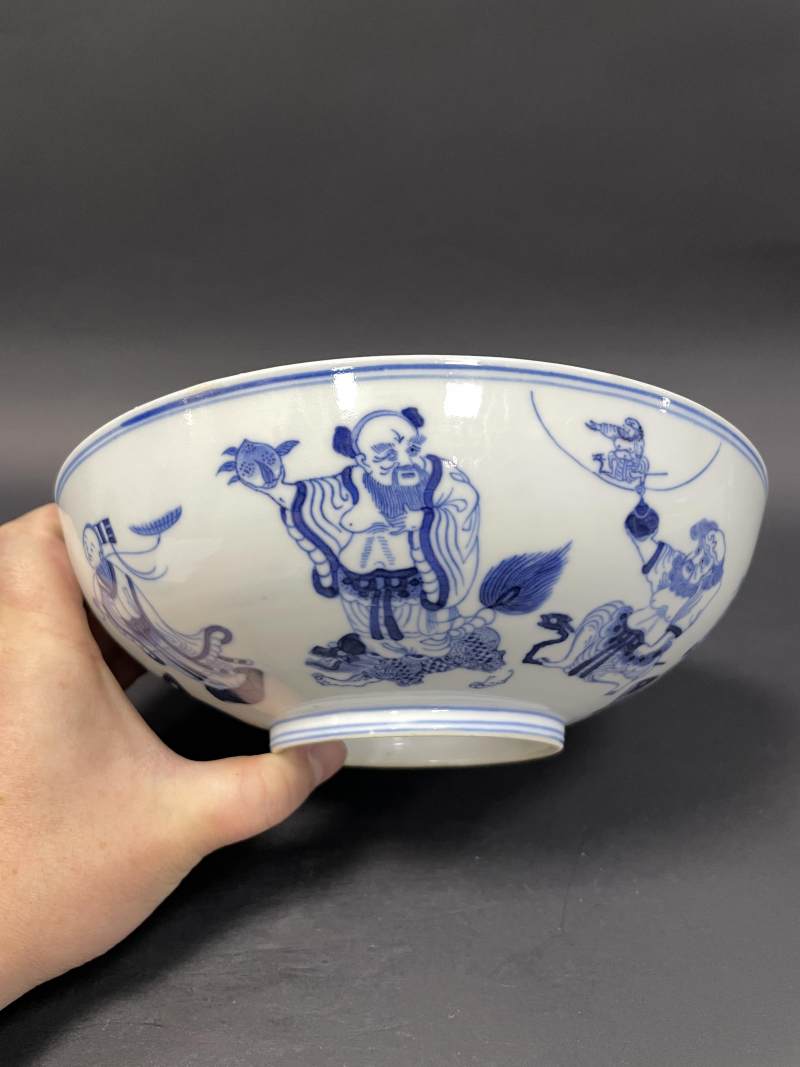 清光绪 青花八仙庆寿图大碗 - 图8