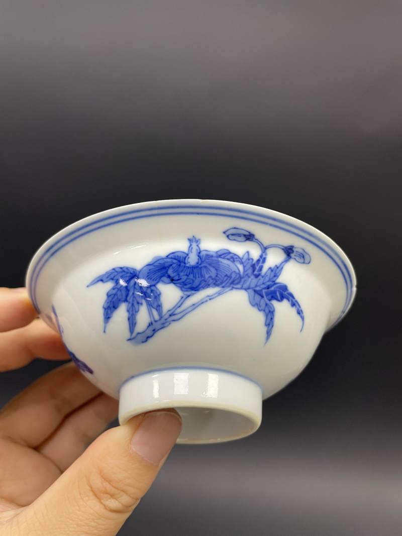 清晚期 青花折枝花卉纹碗盘八只 - 图42