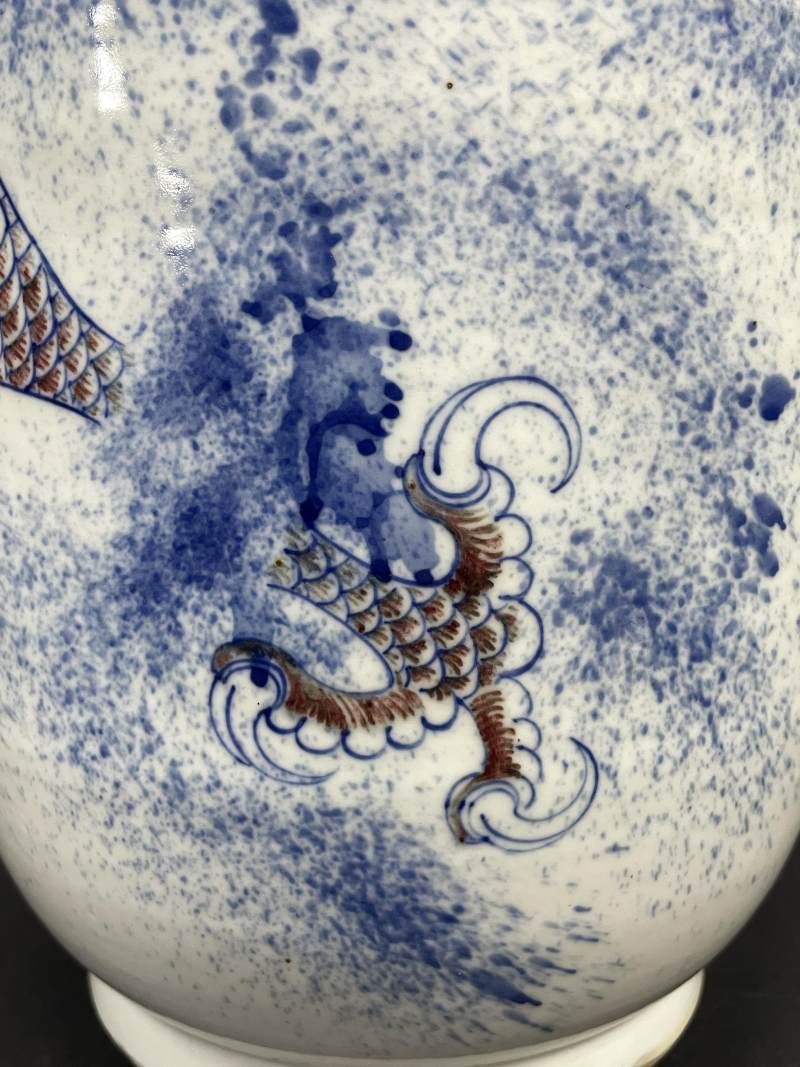 清中期 青花釉里红云龙纹棒槌瓶 - 图11