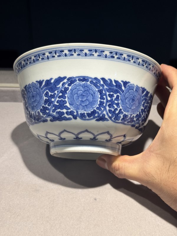 清道光 青花缠枝牡丹纹宫碗一对 - 图67