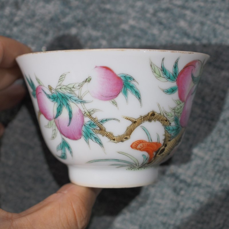 清光绪 粉彩桃纹茶园 - 图8
