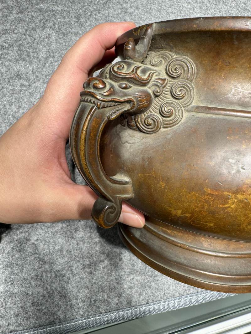 清康熙 铜甪端耳簋式炉 - 图9