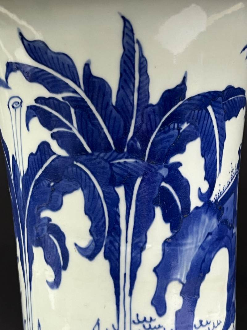 清顺治 青花麒麟芭蕉纹花觚 - 图9
